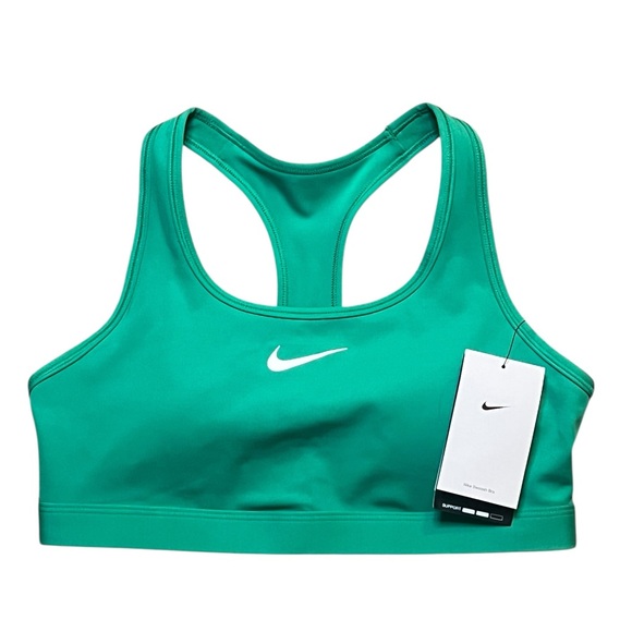 Nike Swoosh Women’s Large Med Support Padded Racerback Stadium Green Sports Bra - Picture 1 of 5